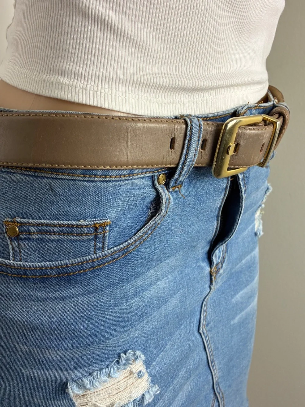 Talbots women’s belt Sz XL genuine leather beige granola nature earth